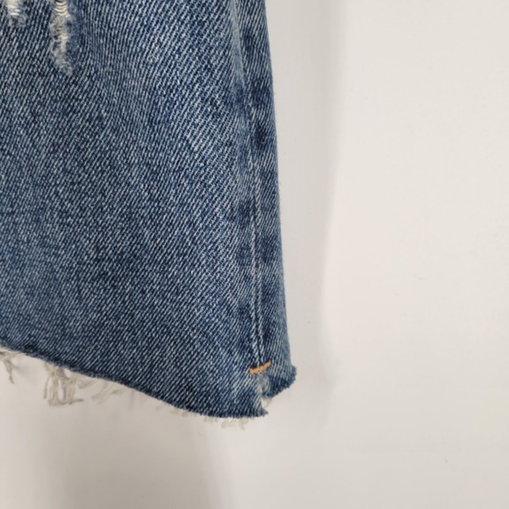 Good American The Khloe Jean Super High Rise Straight Distressed Blue‎ Sz 16 CUT - Picture 8 of 10